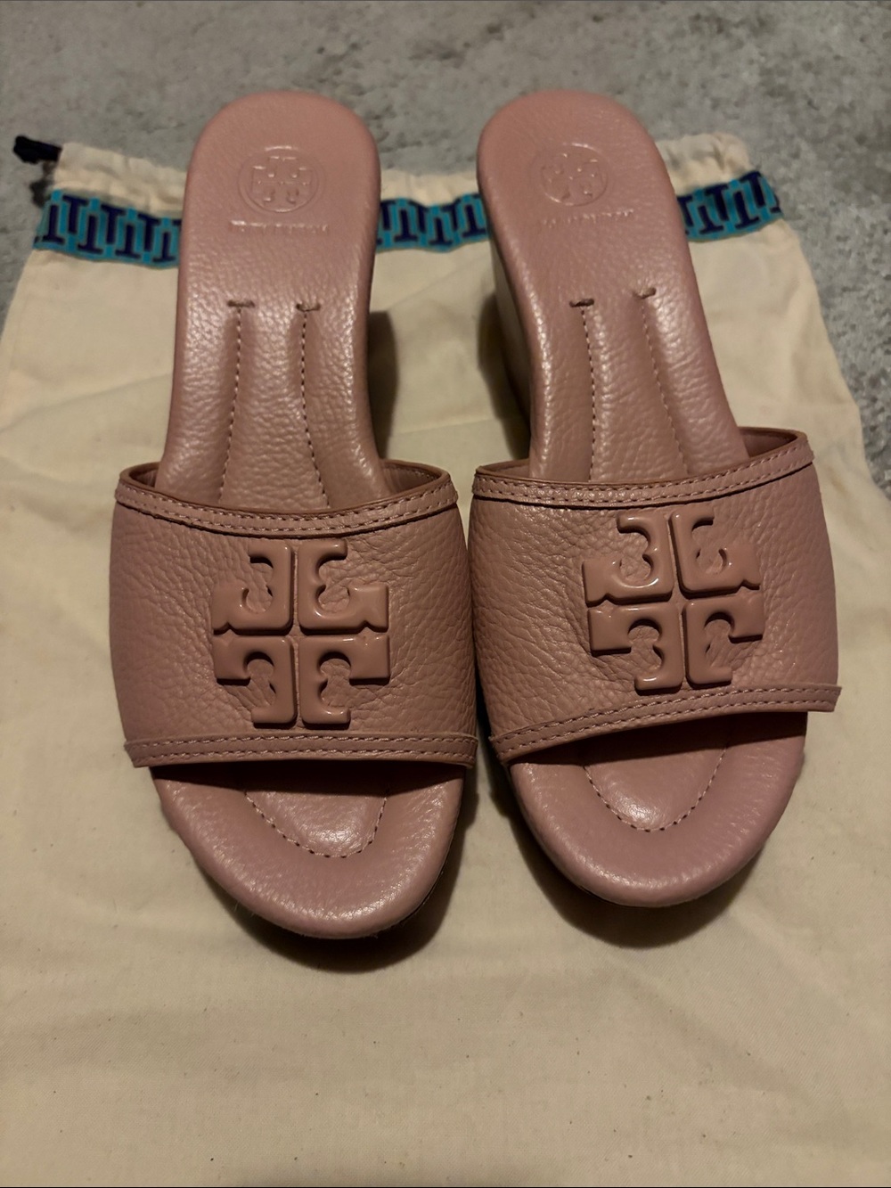 Tory Burch Blush Leather Slide Mules